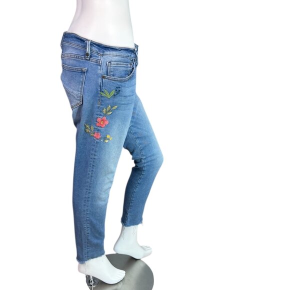 Driftwood Jackie Floral Embroidered Mid-rise Skinny Jeans Blue Denim Size 29 - Picture 7 of 11